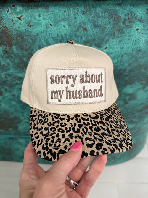 Sorry about my husband leopard hat-Hat-Lucky Girl Boutique-Inspired Wings Fashion