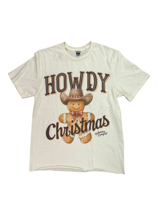 Gingerbread Howdy Tee-T-Shirt-Bohemian Cowgirl-Cream-Small-Inspired Wings Fashion