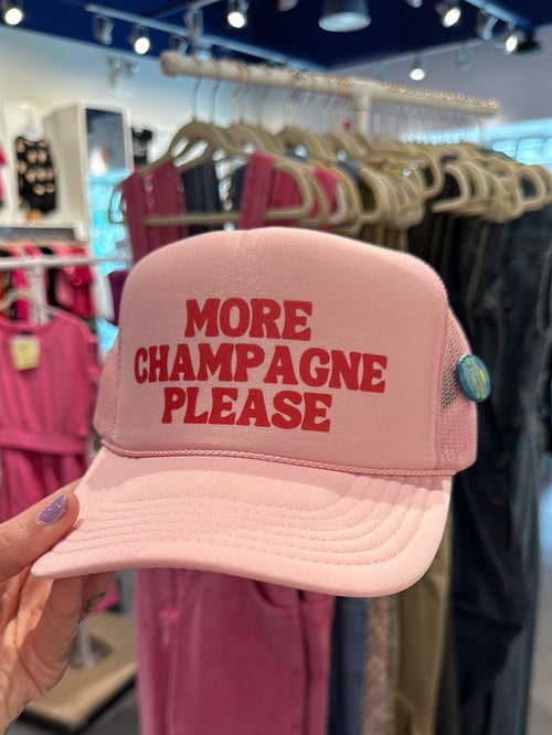 More Champagne Please Trucker Cap-hat-Turquoise and Tequila-Inspired Wings Fashion