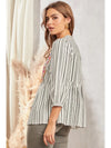 Pinstripe Embroidered Top-Top-Andree by Unit-Ivory/Black-Small-Inspired Wings Fashion