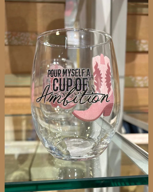 17oz Stemless Wine Glass-Wine Glasses-Carson Home Accents-Cup of Ambition-Inspired Wings Fashion