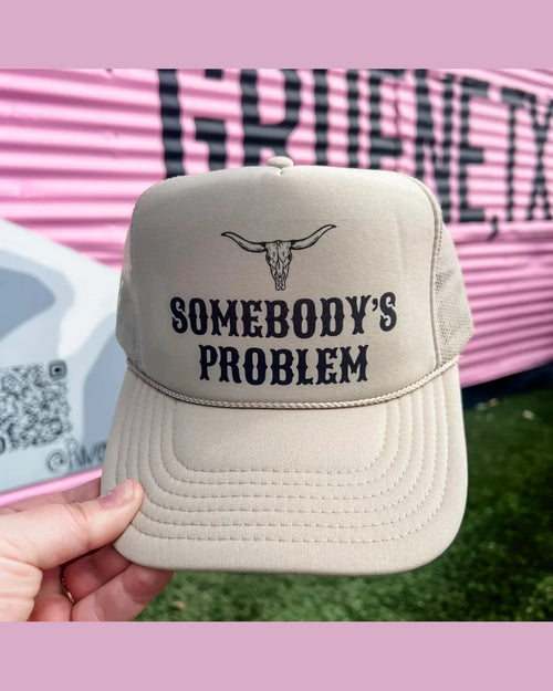 Somebody's Problem Trucker Cap-Hats-Turquoise and Tequila-Inspired Wings Fashion