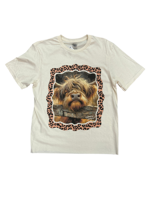 Highland Cow Tee-Shirts & Tops-Bohemian Cowgirl-Cream-Small-Inspired Wings Fashion