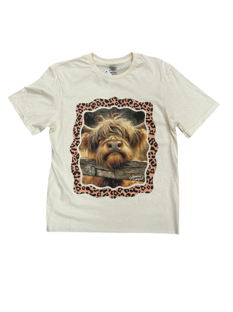 Highland Cow Tee-Shirts & Tops-Bohemian Cowgirl-Cream-Small-Inspired Wings Fashion