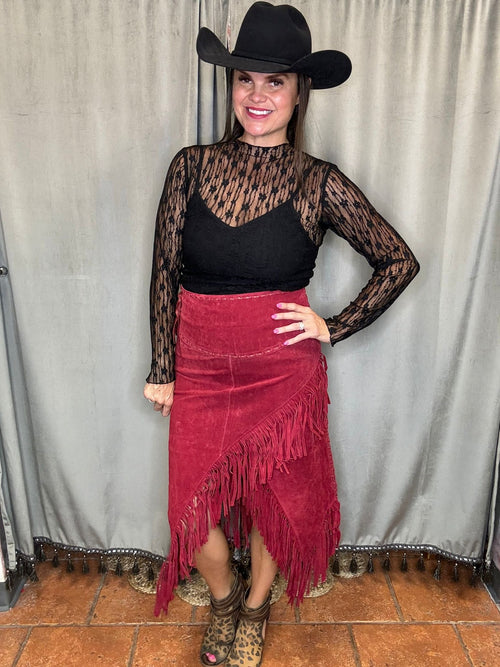 Wrap Around Fringe Skirt-Skirt-Scully-Black-XS-Inspired Wings Fashion