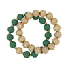 Wood Beaded and Textured Gold Bracelet Set-Bracelets-What's Hot Jewelry-Green-Inspired Wings Fashion