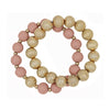 Wood Beaded and Textured Gold Bracelet Set-Bracelets-What's Hot Jewelry-Pink-Inspired Wings Fashion