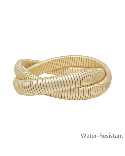 Matte Gold Twisted Stretch Bracelet-Bracelets-What's Hot Jewelry-Thick2Strands-Inspired Wings Fashion