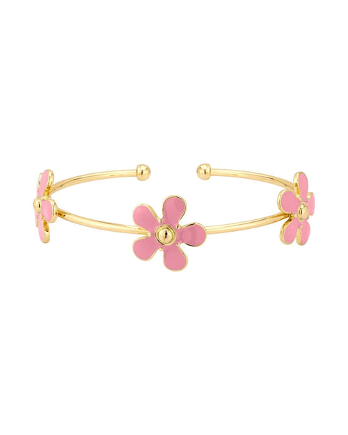 Gold Cuff Flower Bracelet-Bracelets-What's Hot Jewelry-Pink-Inspired Wings Fashion