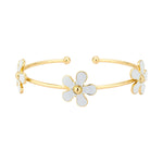 Gold Cuff Flower Bracelet-Bracelets-What's Hot Jewelry-White-Inspired Wings Fashion
