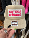 Sorry About Husband Trucker Hat-hat-Lucky Girl Boutique-Beige-Inspired Wings Fashion