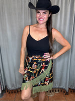 Peyton Skirt-Skirt-Silverado Apparel & Home-Black W Green Fringe-Small-Inspired Wings Fashion