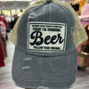 Today I'm Drinking Beer Mesh Cap-Hats-DK Handmade-Grey & Tan/Ponytail-Inspired Wings Fashion