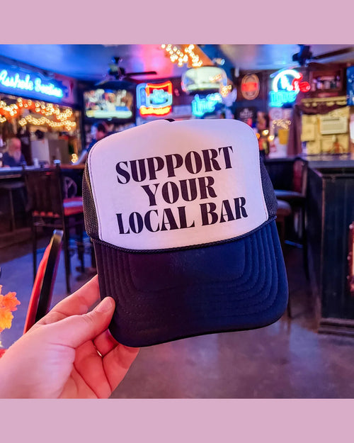 Support Your Local Bar Trucker Cap-Hats-Turquoise and Tequila-Inspired Wings Fashion