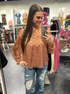 Gold Dot Chiffon Blouse-Shirts & Tops-She+Sky-Small-Lt. Cinnamon-Inspired Wings Fashion