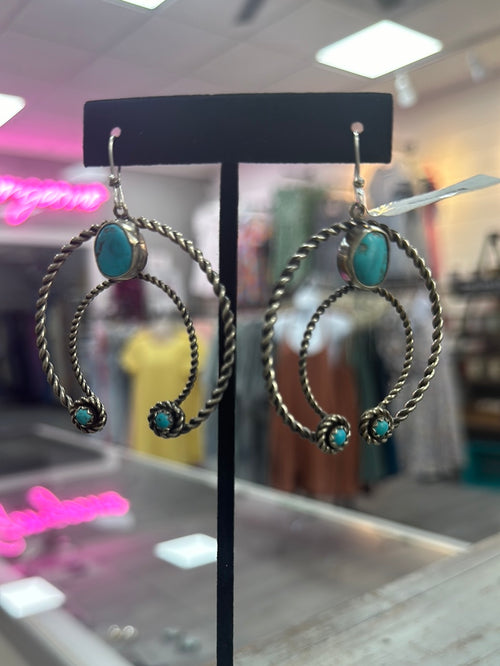 Rope Nanja w Turquoise Earrings-Barbosa Creations-Inspired Wings Fashion