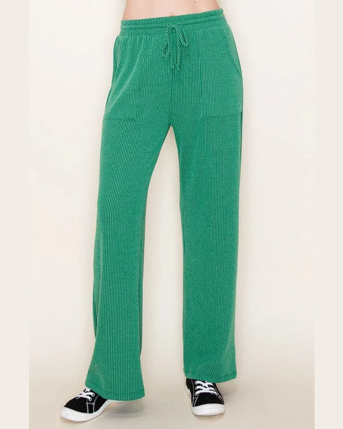 Ribbed Pants with Pockets-Pants-Très Bien-Small-Green-Inspired Wings Fashion