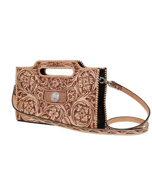 Chic Floral Carving Crossbody Clutch-Bag and Purses-Rafter T Ranch Company-Brown-Inspired Wings Fashion