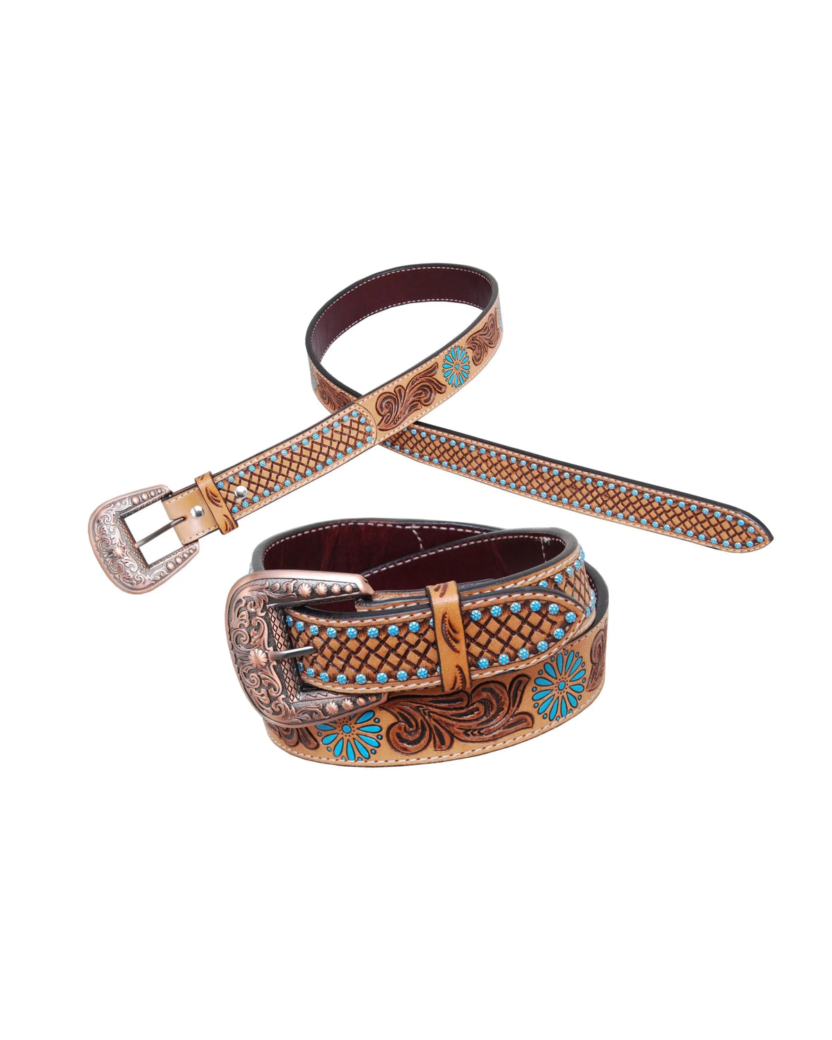Painted Zuni Tooled Belt – Inspired Wings Fashion display picture 3