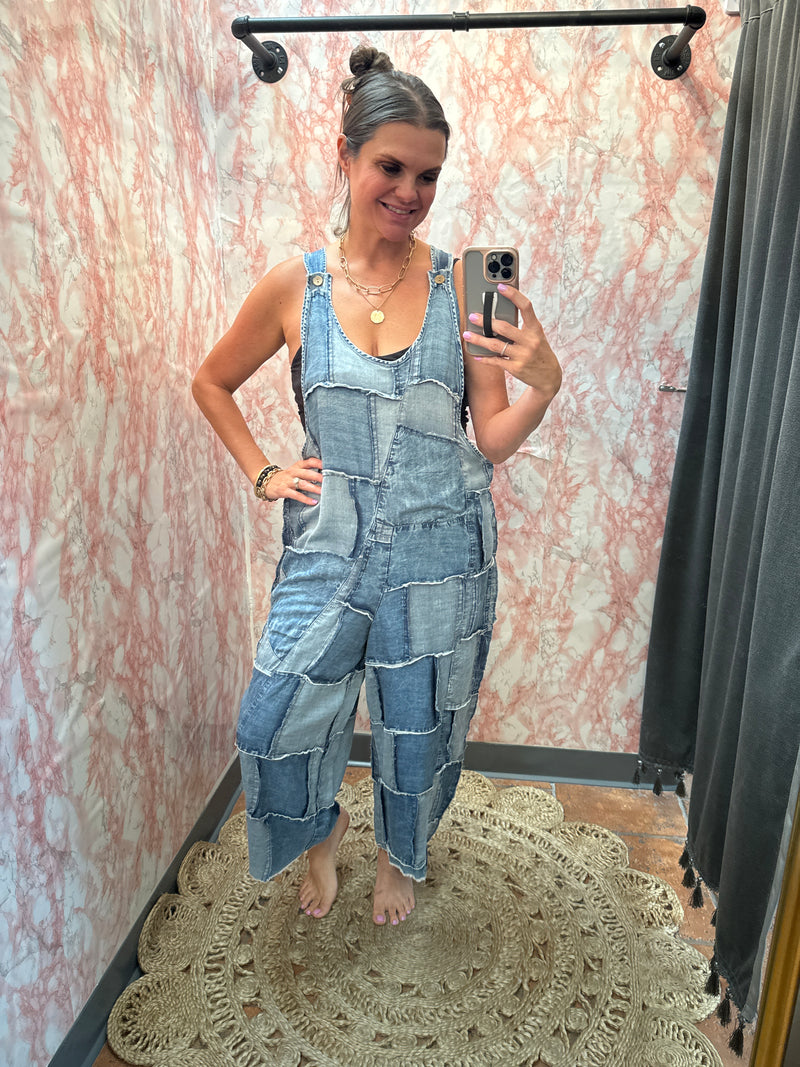 Patchwork Skies Jumpsuit-Jumpsuits & Rompers-Jaded Gypsy Wholesale-L/XL-Inspired Wings Fashion