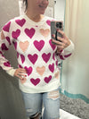 Hearts and Pearls Sweater-Sweaters-BiBi-Small-Fuchsia/Blush Multi-Inspired Wings Fashion
