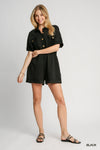 Contrast Front Button Romper-Jumpsuits & Rompers-Umgee-Black-Small-Inspired Wings Fashion