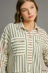 Striped Colorblock Top-Shirts & Tops-Umgee-Olive-Small-Inspired Wings Fashion