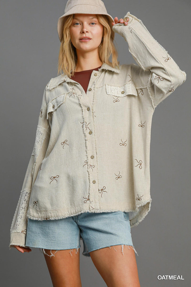 Linen Cotton Washed Shacket-Jackets-Umgee-Oatmeal-Small-Inspired Wings Fashion