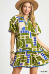 Abstract Bubble Dress-Dress-Umgee-Blue Mix-Small-Inspired Wings Fashion