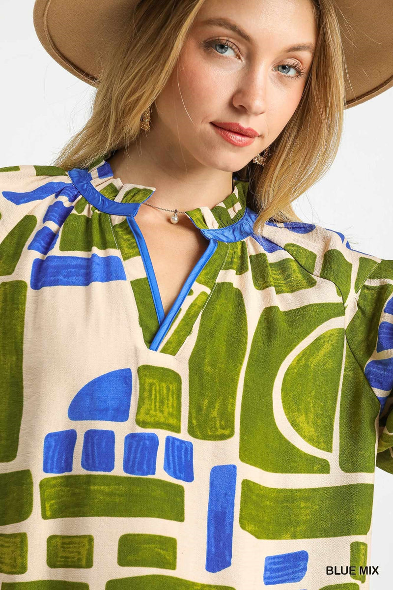 Abstract Bubble Dress-Dress-Umgee-Blue Mix-Small-Inspired Wings Fashion