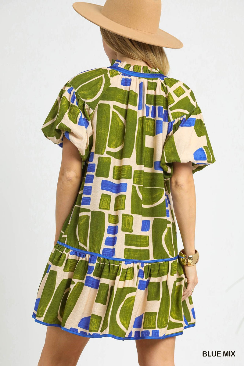 Abstract Bubble Dress-Dress-Umgee-Blue Mix-Small-Inspired Wings Fashion