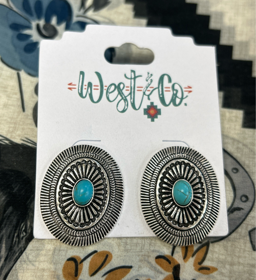 Oval Concho Earrings-Earrings-West & Co-Inspired Wings Fashion