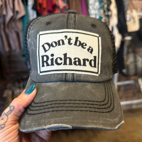 Don't be a Richard Mesh Cap-Hats-DK Handmade-Charcoal & Black-Inspired Wings Fashion