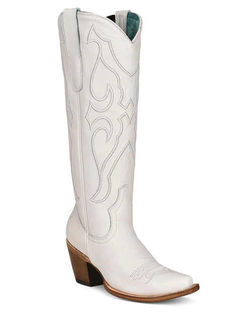 Tall White Pattern And Inlay Boot-Boots-Corral Boots-6-Inspired Wings Fashion