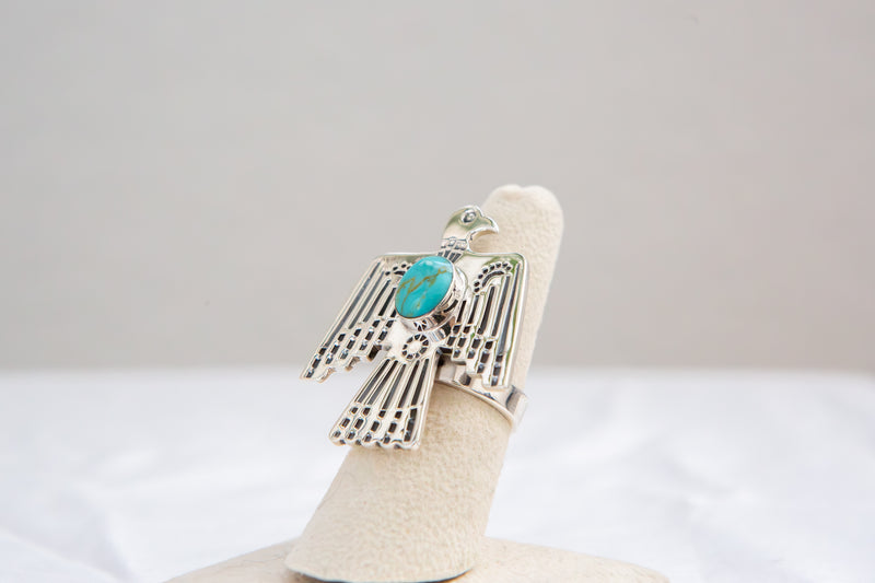 Sterling Thunderbird & Turquoise Ring-Rings-Just Fabulous-Inspired Wings Fashion