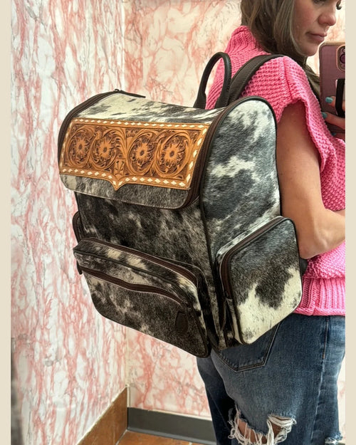 Cowhide Backpack-Backpack-Vintage Cowgirl Cases-Black-Inspired Wings Fashion