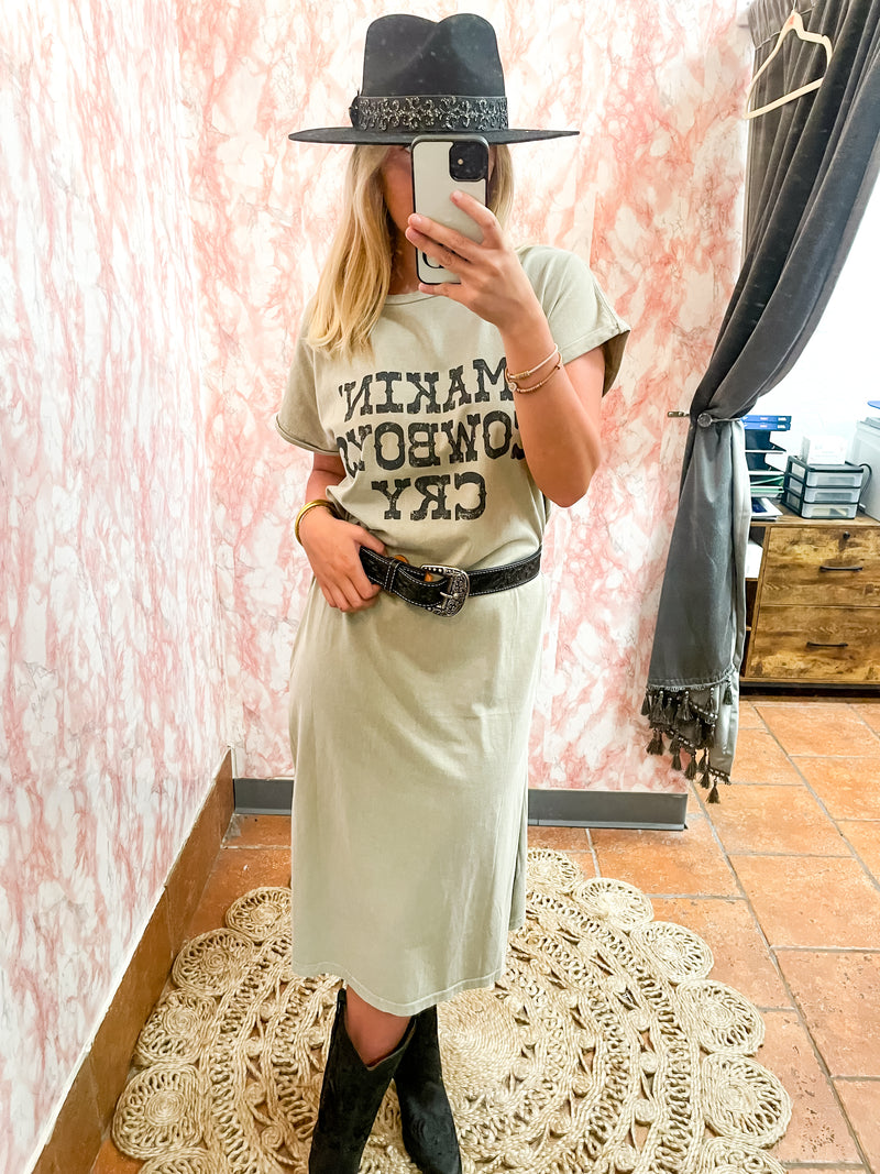 Makin' Cowboys Cry Maxi Dress-Dresses-Zutter-Khaki-S/M-Inspired Wings Fashion