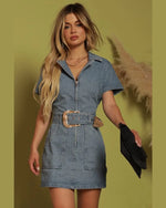 Denim Front Zipper Open Dress-Dresses-Blue Buttercup-Small-Denim-Inspired Wings Fashion
