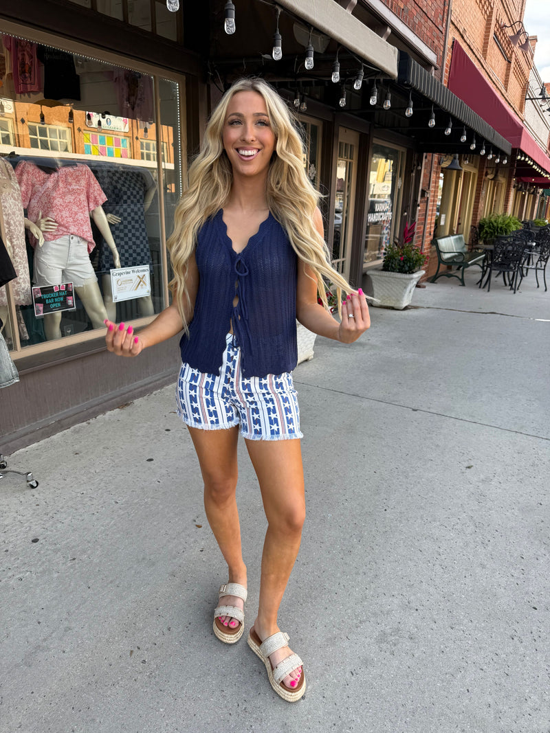 Scallop Vest-Vest-She+Sky-Navy-Small-Inspired Wings Fashion