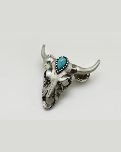 Steer Head Hat Pin-Hat Pins-Jennifer Ponson-Turquoise-Inspired Wings Fashion