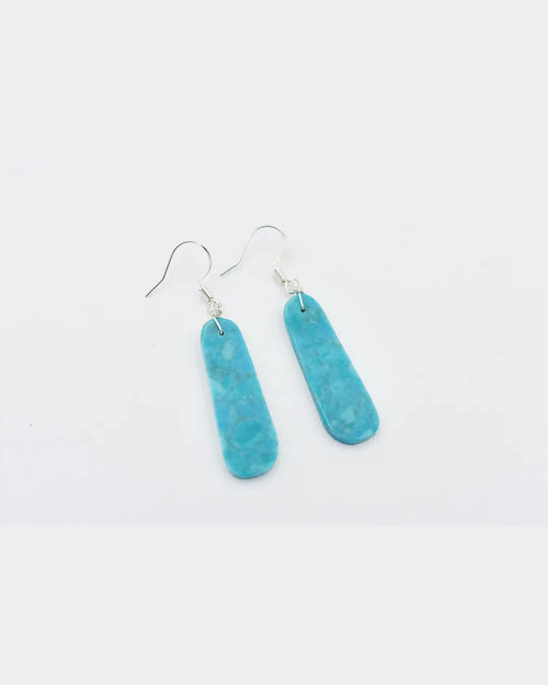 Turquoise Slab Earrings-Earrings-Jennifer Ponson-Inspired Wings Fashion