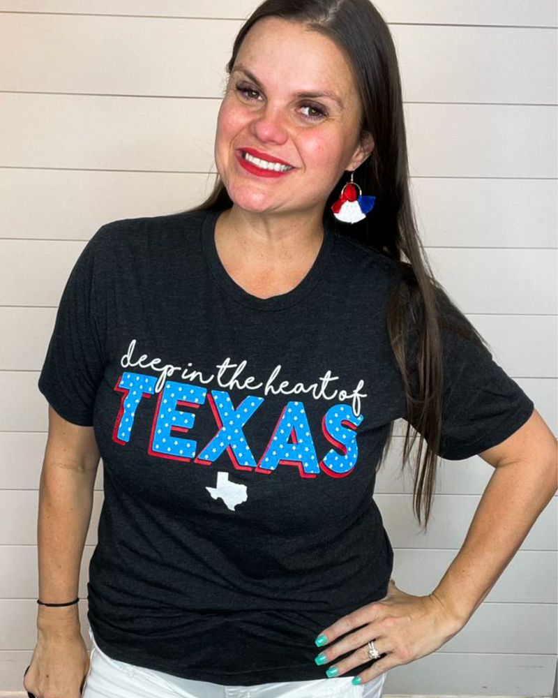Deep in the Heart of Texas Tee-T-Shirt-Texas True Threads-XS-Charblack-Inspired Wings Fashion