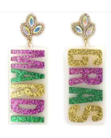 Mardi Gras Earrings-Earrings-What's Hot Jewelry-Inspired Wings Fashion