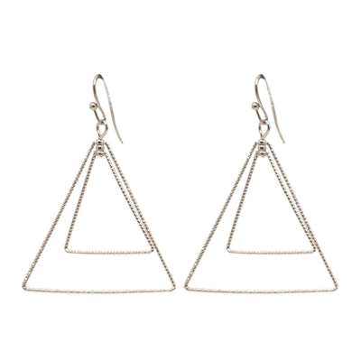 Double Layered Triangle Earrings-Earrings-What's Hot Jewelry-Silver-Inspired Wings Fashion