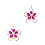 Acrylic and Gold Flower Earrings-Earrings-What's Hot Jewelry-Fuchsia-Inspired Wings Fashion