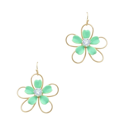Acrylic and Gold Flower Earrings-Earrings-What's Hot Jewelry-Mint-Inspired Wings Fashion