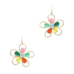 Acrylic and Gold Flower Earrings-Earrings-What's Hot Jewelry-Multi-Inspired Wings Fashion