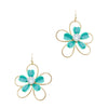 Acrylic and Gold Flower Earrings-Earrings-What's Hot Jewelry-Teal-Inspired Wings Fashion