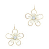 Acrylic and Gold Flower Earrings-Earrings-What's Hot Jewelry-White-Inspired Wings Fashion