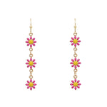 Flower and Gold Chain Earrings-Earrings-What's Hot Jewelry-Pink-Inspired Wings Fashion